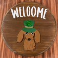 thumbnail image 6 of Dachshund Seasonal Welcome Sign for Front Door Rustic Round Wood Wreaths Sausage Dog Wall Hanging Home Decor, 6 of 7