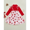 thumbnail image 4 of Suealasg Little Girls 2Pcs Valentine's Day Clothes 2T 3T 4T 5T 6T 7T 8T Kids Girls Long Sleeve Turtleneck Top +Bow Heart Print Slip Dress Spring Fall Casual Dress for Child Girls, 4 of 7