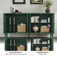 thumbnail image 7 of MROJISC 63''Vintage Arc Carved Four-door Cabinet with Adjustable Shelf, Vintage Floral Carving, Green, 7 of 7