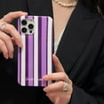 thumbnail image 5 of Compatible with iPhone 13 Pro Max Glossy Case Vertical Stripe Shiny Clear Cute Purple White Aesthetic Minimalist Shockproof Protective Cover for Women Girls, 5 of 7