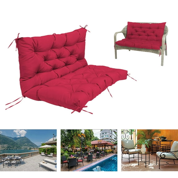Porch Swing Cushions, 2 or 3 Person Waterproof Swing Replacement Seat Pad, 40 x 40 x 3 Inches Bench Cushion with 8 Ties for Outdoor Furniture for Patio, Backyard, Garden, Red