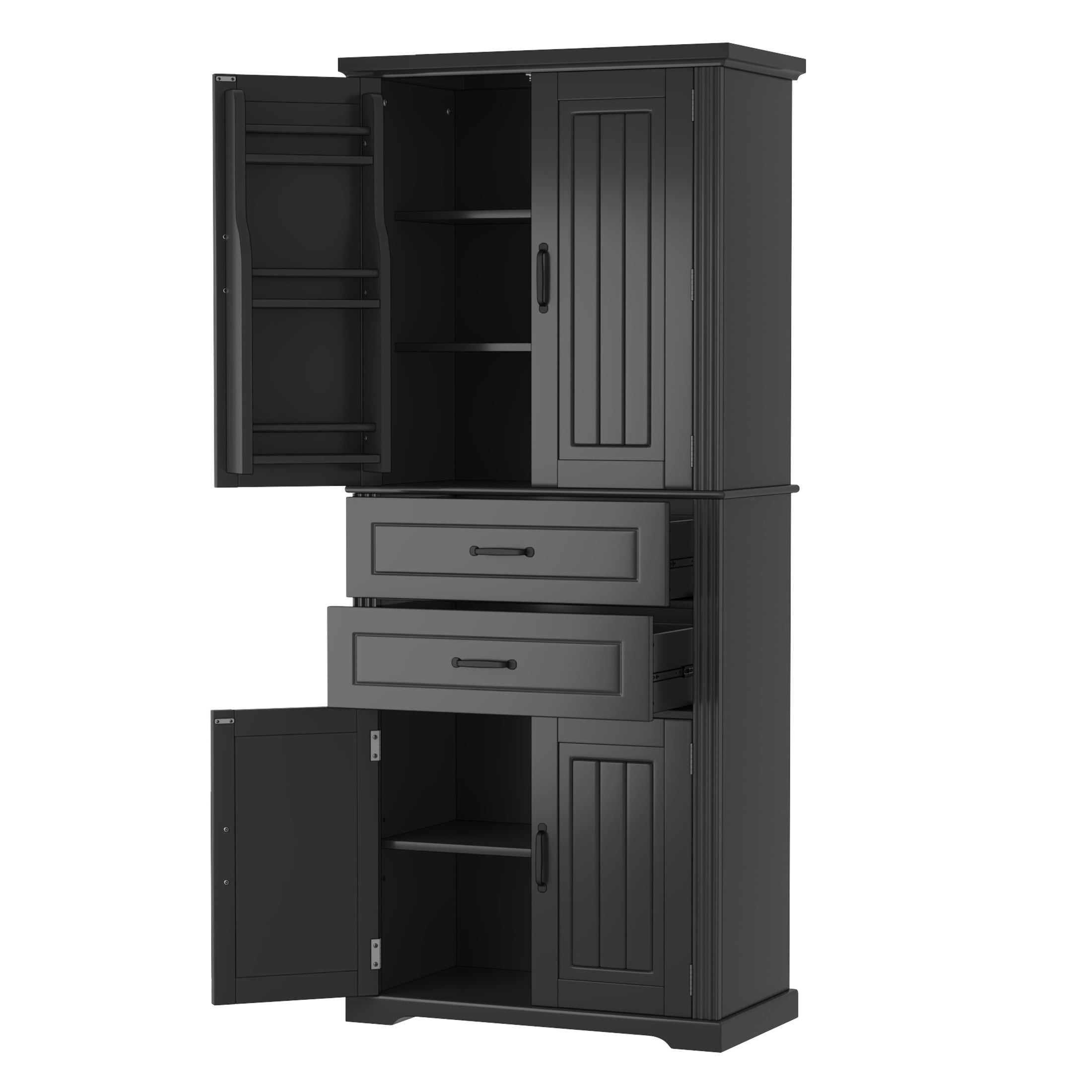 Christopher Knight Home 72.5" H Storage Cabinet with 2 Drawers, 5 Layers Cabinet with Adjustable Shelves, Black