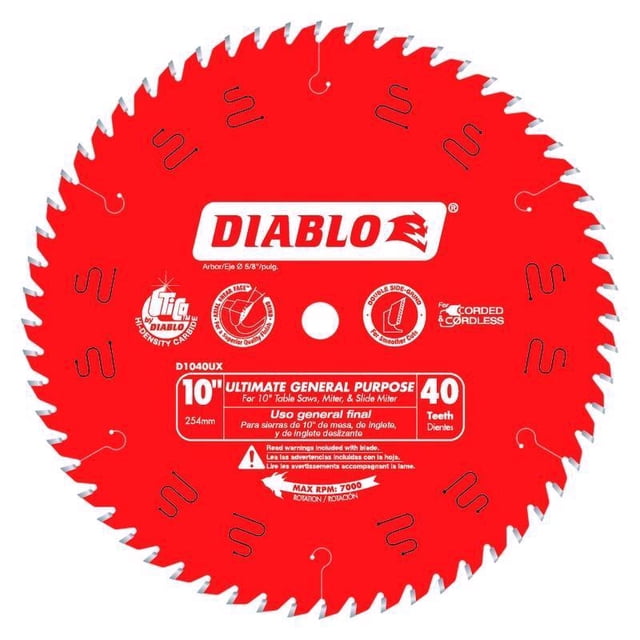 Hoja de sierra circular Diablo Ultimate GP de 25,4 cm de profundidad x 1,6 cm TiCo