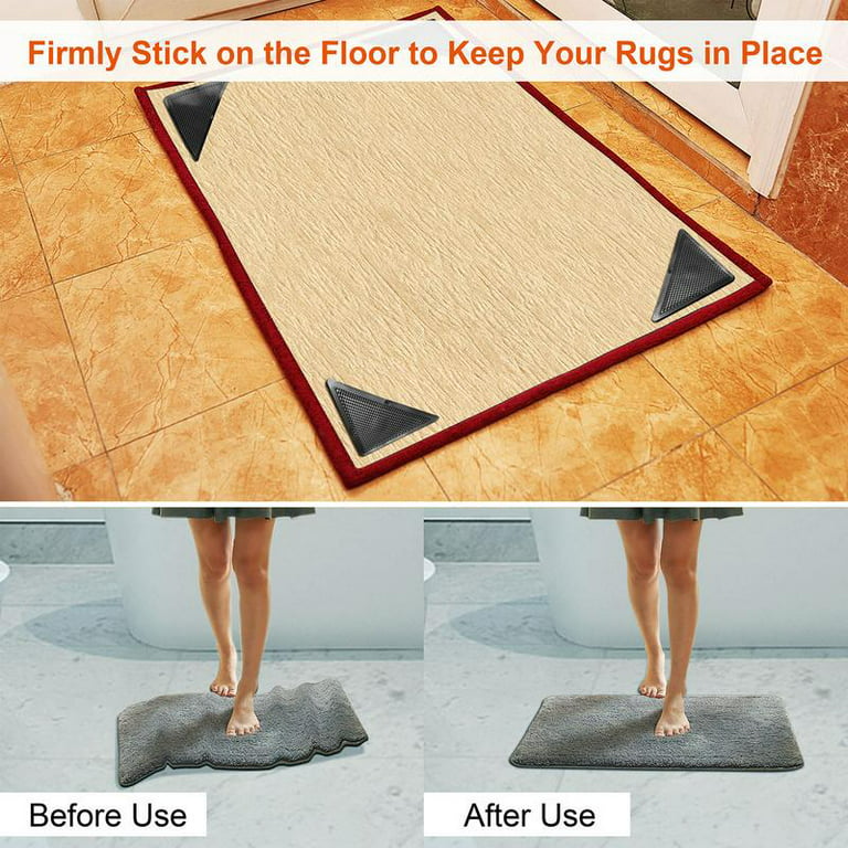 Carpet Fixing Stickers Rug Grippers for Hardwood Floors,Carpet Gripper for Area Rugs Double Sided Anti Curling Non-Slip Washable and Reusable Pads