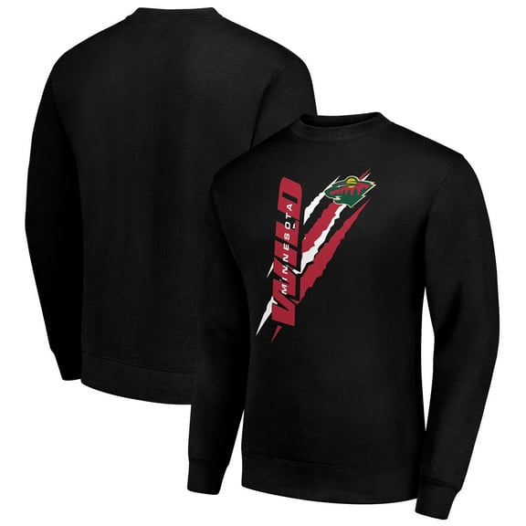 Men's Starter Black Minnesota Wild  Color Scratch Pullover Sweatshirt