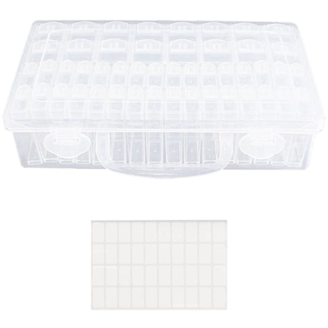 Caja de almacenamiento de 48 compartimentos, organizador de cuentas de semillas transparente, pequeño recipiente extraíble con tapa para cuentas