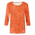 thumbnail image 4 of Yuanlook Women's 3/4 Length Sleeve Tops Crew Neck Dressy Casual Blouses T Shirts Fall Clothes - Orange - XL, 4 of 9