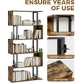 thumbnail image 4 of 5-Tier Geometric Bookcase,S Shaped Bookshelf, Wood Decorative Storage Shelving, Modern Freestanding Display Shelves, Tall Book Shelf Unit for Living Room Bedroom, Rustic Brown, 4 of 14