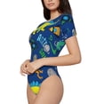 thumbnail image 2 of The Xecao Dinosaur In Space Women's Crew Neck Body Suit, a short-sleeved bodysuit and basic swimsuit, both comfort and style for dating and daily life, 2 of 9
