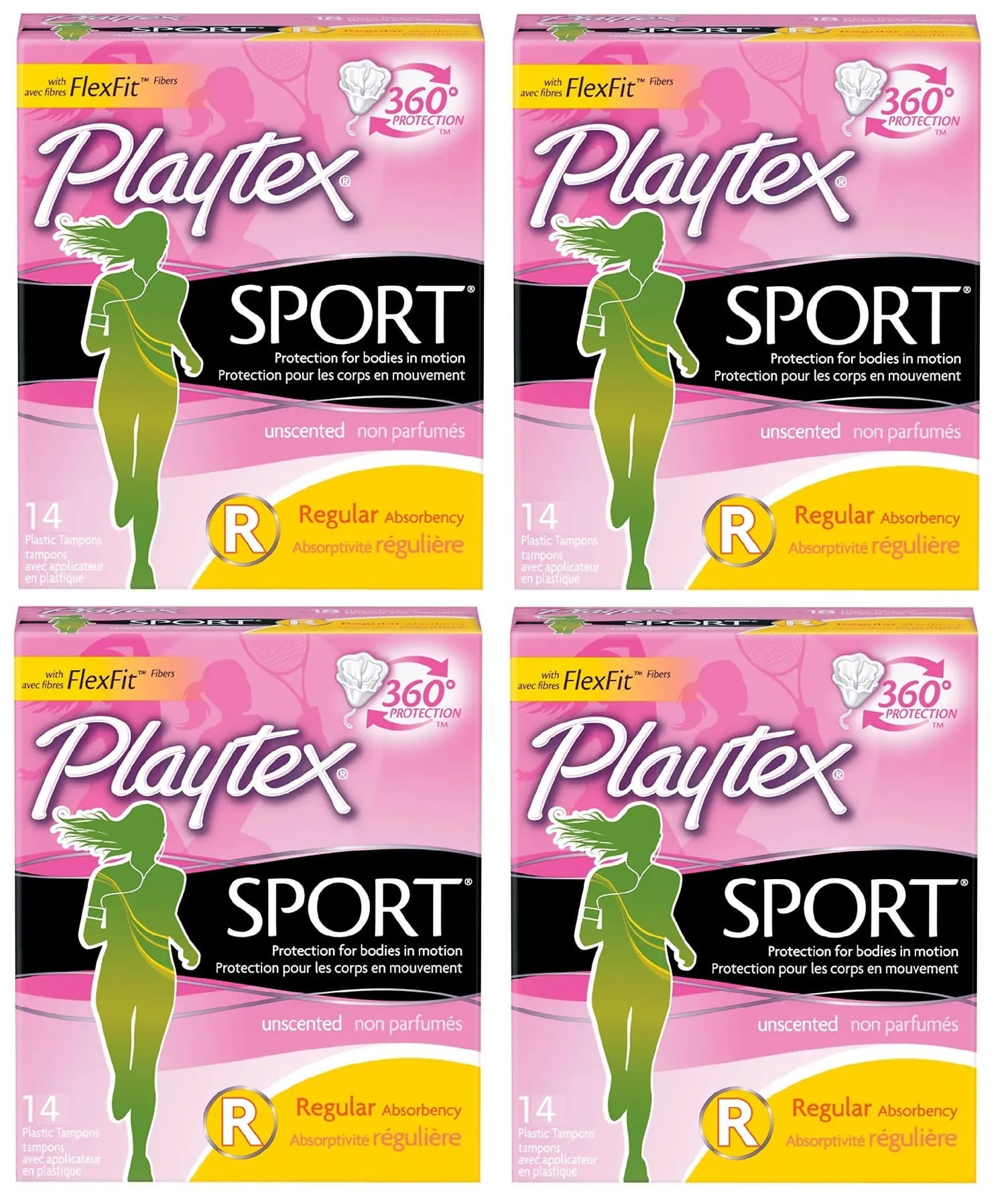 Playtex Sport Unscented Super Plus S+ Plastic Tampons, 14 Count (Pack