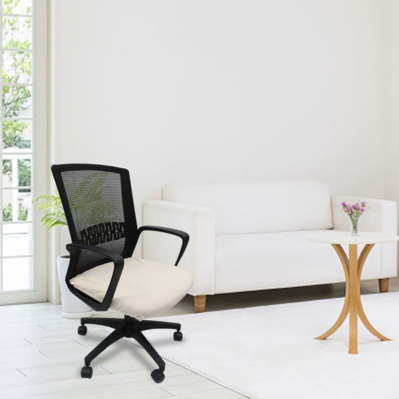UPOUART Beige Polyester Chair Seat Cover Elastic Protector for Dining Room, Office, Kitchen, and Home Use