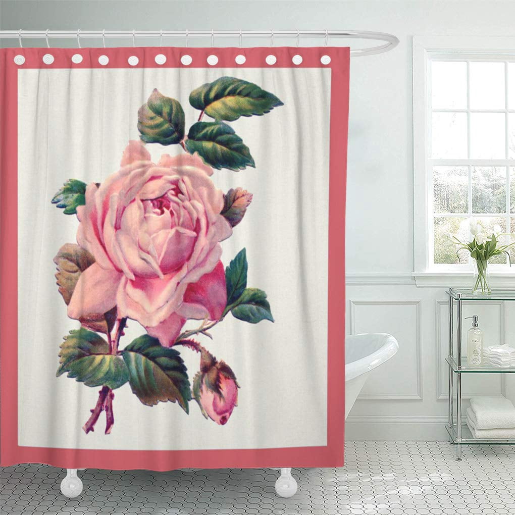Cynlon Flowers Pink Roses Floral Bouquet English Bathroom Decor Bath Shower Curtain 60x72 Inch Walmart Com Walmart Com