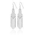 thumbnail image 3 of 14K Solid White Gold Beaded Drop Dangle Earrings, 3 of 10