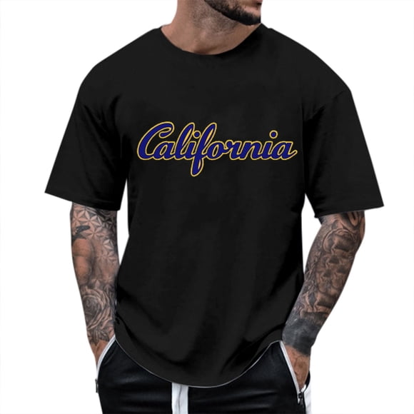LUOGENLI Male T-shirts for Mens Men's Floral Print Short Sleeve Crew Neck T Shirt for Casual Wear Mens T-shirts Graphic Tees St. Patrick's Day Mens T-shirts Graphic Tees Fishing Valentines Black M