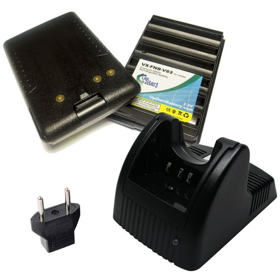 2x Pack - Yaesu VXA-150 Pro V Battery   Charger with EU Adapter - Replacement for Yaesu FNB-83 Two-Way Radio Battery and Charger (1600mAh, 7.2V, NI-MH)