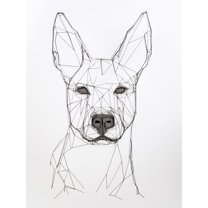 Dog Portrait Minimal Black and White Line Drawing Large Wall Art Poster Print Thick Paper 18X24 Inch