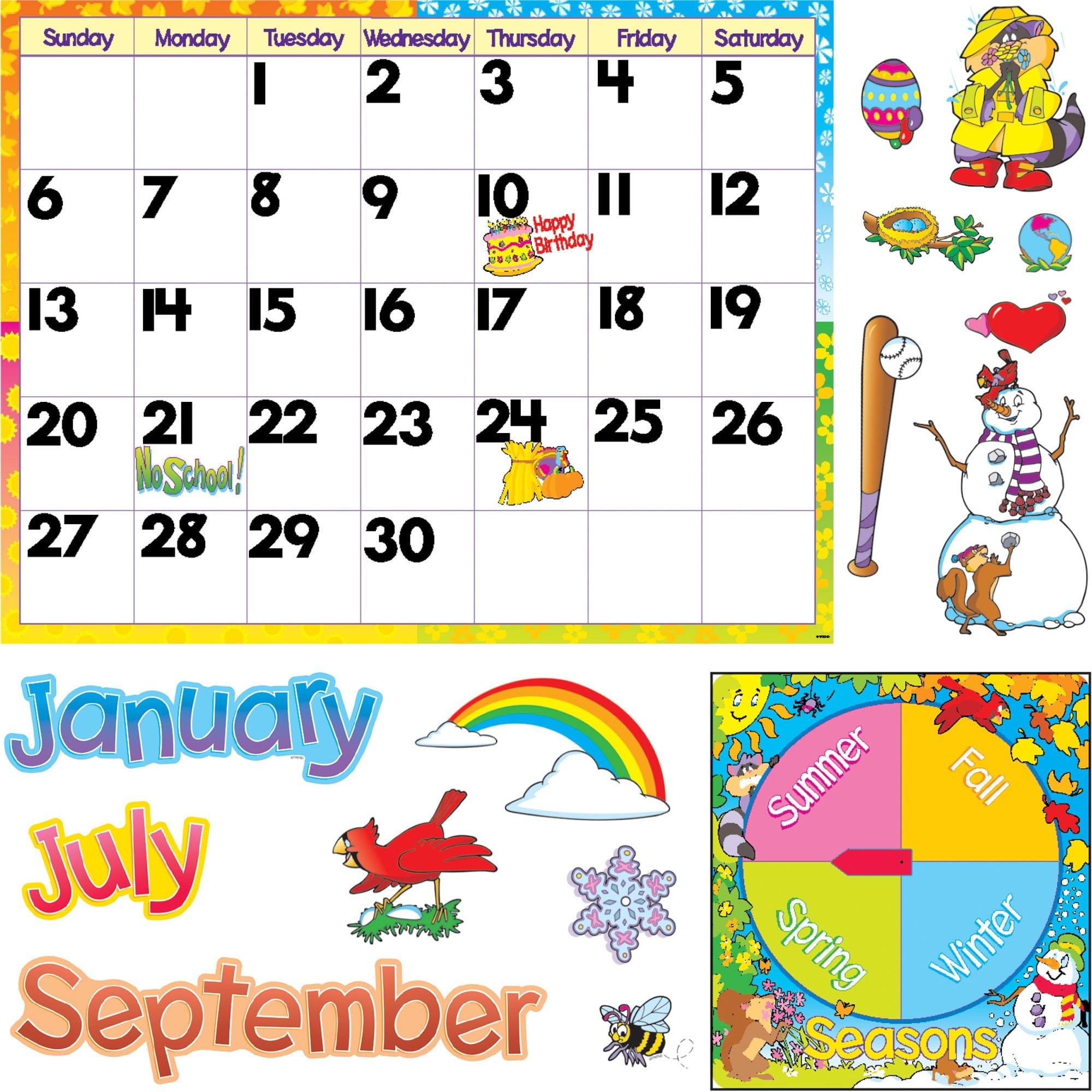 Trend, TEPT8302, Monthly Calendar Bulletin Board Set, 1 Set, Assorted