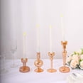 thumbnail image 4 of Efavormart Set of 4 Assorted Gold Glass Taper Votive Candle Holders, Lined Crystal Glass Tea Light Candle Stand Set - 4", 5.5", 6", 9", 4 of 11