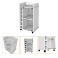 thumbnail image 4 of Bar Cart, White Two Tier Cabinet With Glass Door And 6 Liquor , Lockable Wheels, Metal Rails Desktop Counter, Fine Quality Build Cart Storage, 4 of 5