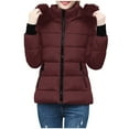 thumbnail image 6 of Dolkfu Red Womens Jackets Casual Detachable Hood Thicken Puffer Jacket Slim Fit Thermal Outerwear Coat Women Winter Coats L, 6 of 7