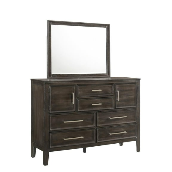 New Classic Furniture Andover Solid Wood Dresser with Doors in Nutmeg Gray