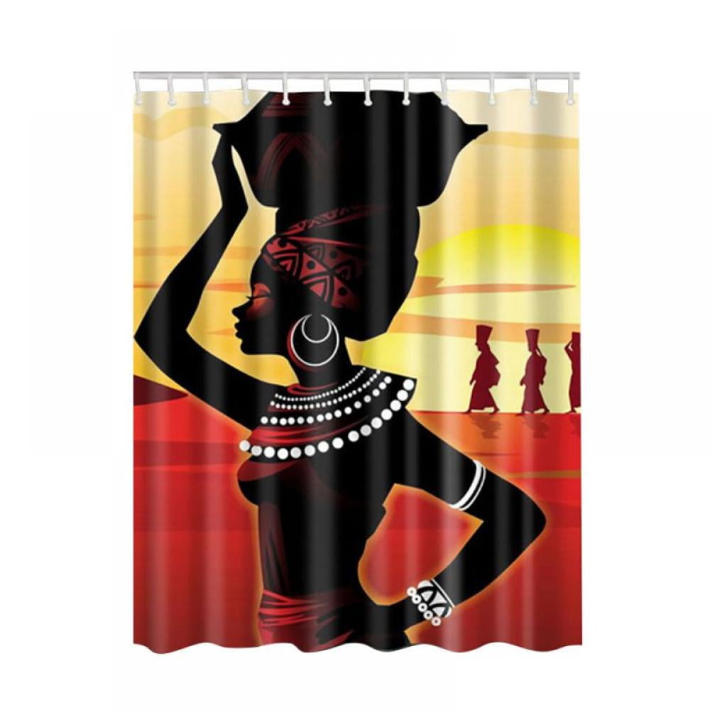 US Details about    Shower Curtain African Girl Mowen Waterproof Bathroom  Polyester Fabric
