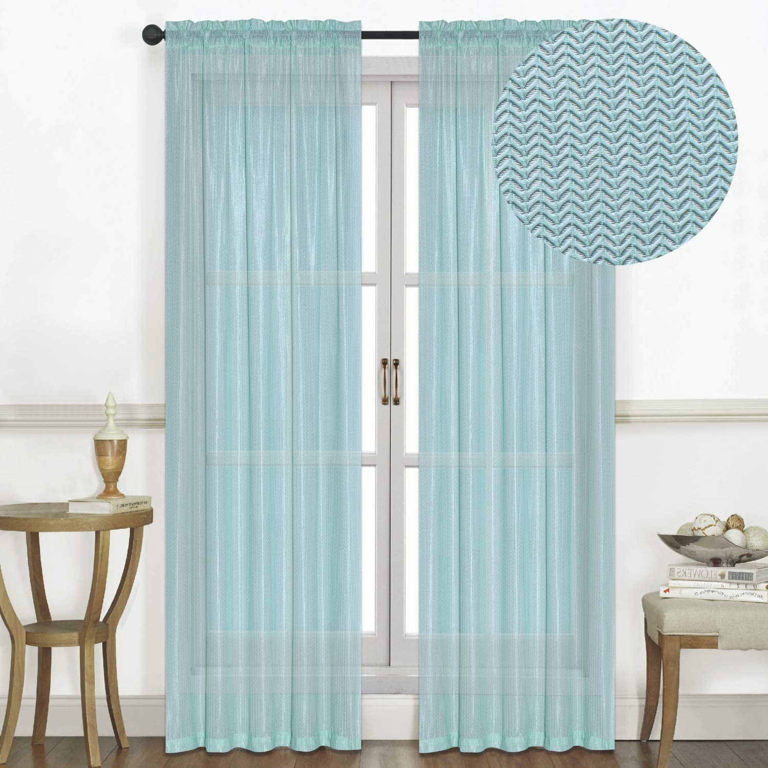 Solid Window Curtain Panel Valance Rod Pocket 3D Textured Jacquard Raleigh 54x90 - Picture 12 of 17