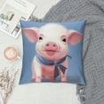 thumbnail image 2 of Chilfamy Pig Blue Ribbon Eyes Pillow Covers for Couch Sofa Indoor Outdoor, Short Plush Material, 1PC 24x24in, 2 of 5