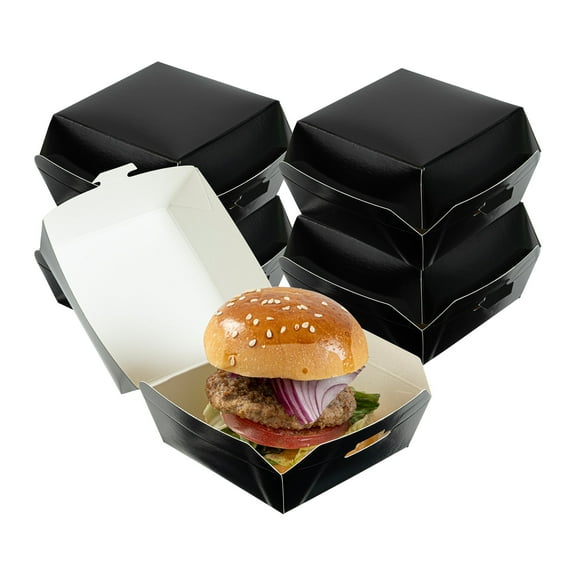 Bio Tek Black Paper Mini Burger Box - 2 3/4" x 2 3/4" x 2" - 100 count box