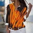 thumbnail image 2 of Camisas de Mujer Casual, Manga Larga Serie Naranja Impresa Botón de Solapa Hasta Blusa de Ajuste Regular Hecha de Poliéster para Todas las Estaciones, Botón de la Camisa de las Mujeres, 2 of 4