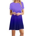 thumbnail image 1 of Ersazi Robes pour Femmes 2023 Mode Féminine Chandail à Col Rond avec Manches Courtes Imprimées Robe Décontractée Ample Longueur Genou en Liquidation Bleu G, 1 of 4