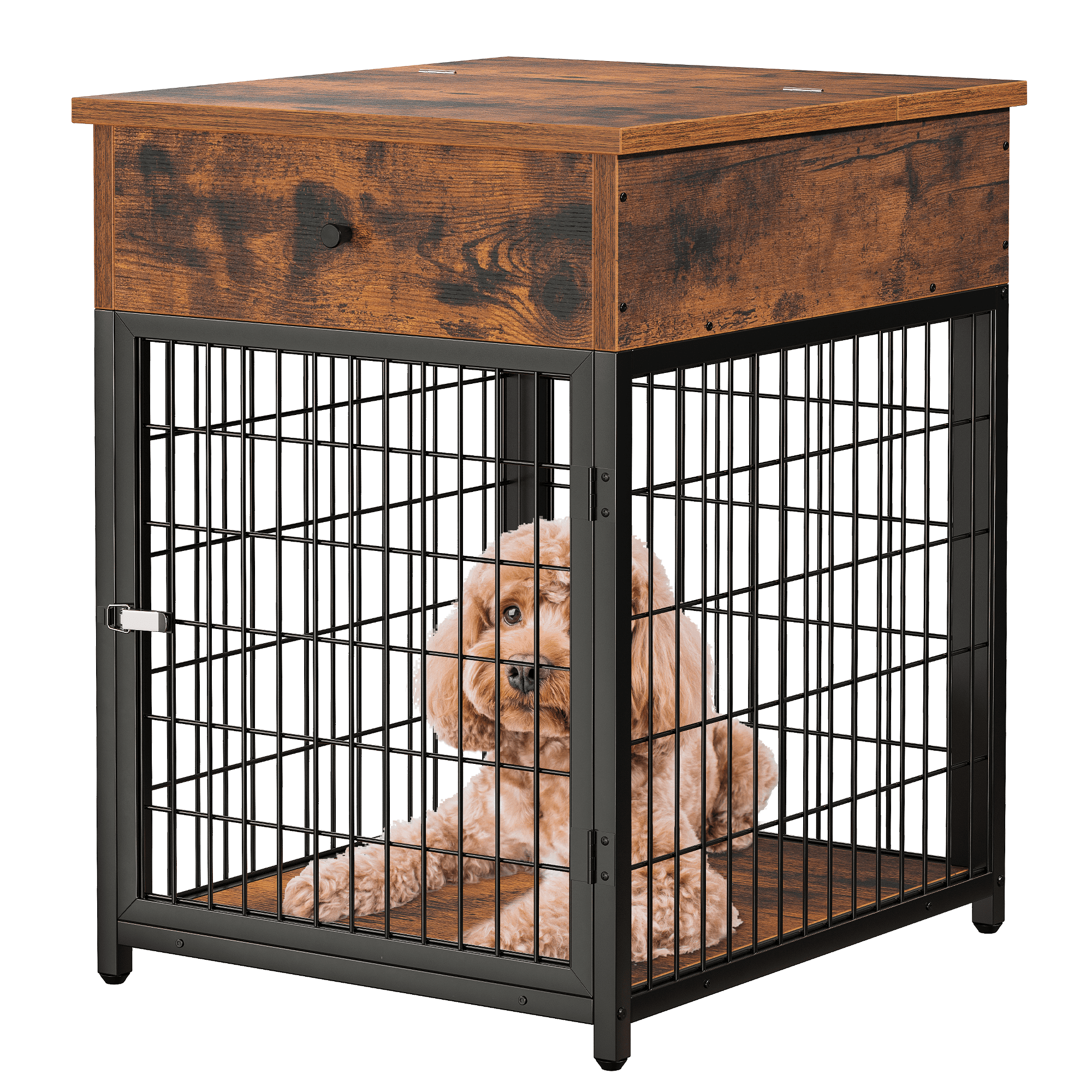 Oyang Furniture Dog Crates, 28.9" Wood Dog Kennel with Flipup Drawer