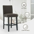 thumbnail image 6 of Foredo Faux Leather Bar Stools set of 2, Modern Upholstered Bar Height Bar Chairs, Soild Wood Legs Barstools with Back, Brown, 6 of 7