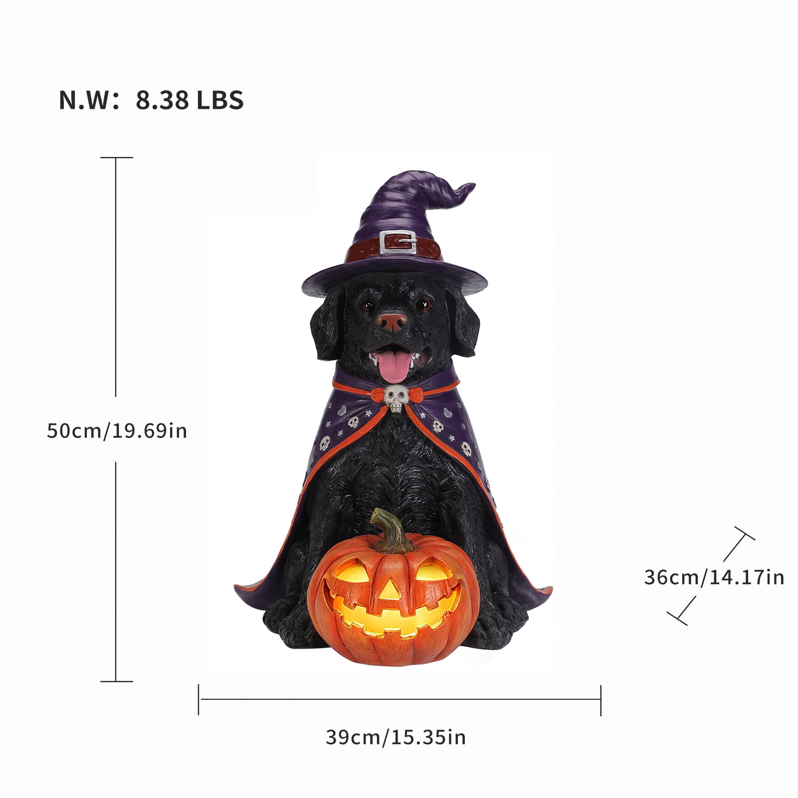 Alvantor Halloween Dog Decorations Labrador Dog Figurine with Witch Hat & Pumpkin