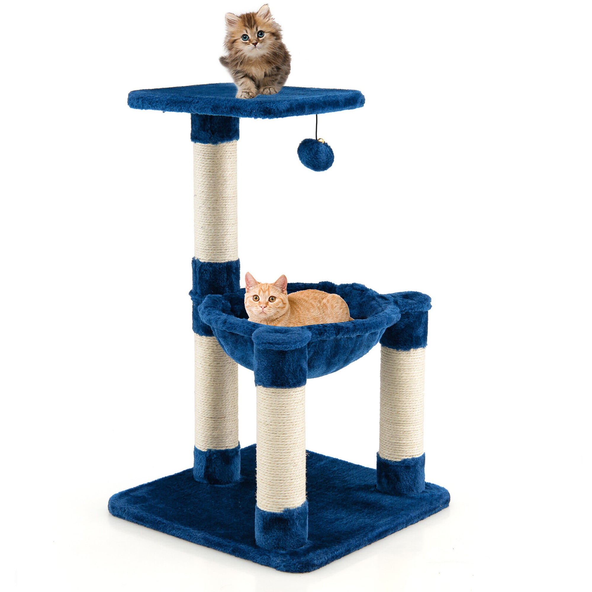 Gymax Cat Tree MultiLevel Cat Tower w/ Scratching Posts & Cat Hammock Blue