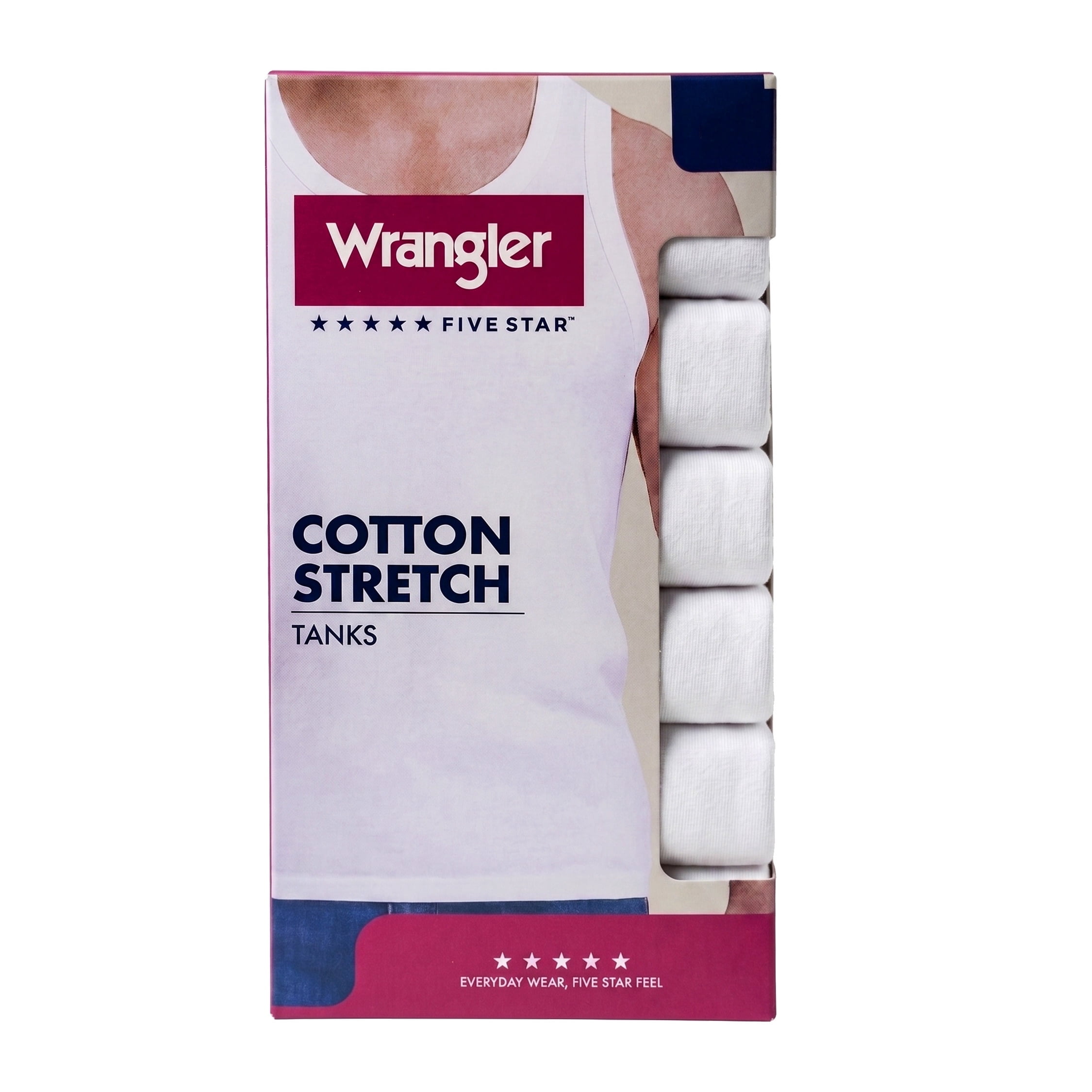 Wrangler Scoop Neck Cotton Tank Tops for Men, White, 3XL, 6 Pack