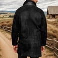 thumbnail image 4 of Fgnfyis Mens Winter Coats Cozy Mid Length Wool Blend Overcoat Loose Fit Modern Style Outerwear for Everyday Comfort Trench Coat Men Black M, 4 of 5