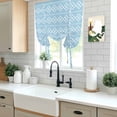 thumbnail image 5 of Blue Boho Tie Up Curtains 45 Inches Long, Kitchen Window Curtains Over Sink, Vintage Ethnic Tribe Abstract Art Geometric Small Window Curtains Shade Balloon Curtains Valances for Bedroom/Cafe 34"x45", 5 of 8