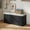Black, variant on Pusnapku Shoe Storage Bench, Fluted Ottoman Bench with Hidden Storage Space, Wood Bench Seat with Doors and Shelves for Hallway, Entryway, Living Room