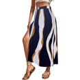 thumbnail image 4 of Women's Leopard Print Skirt Elastic High Waist Side Split Summer Beach Sexy Midi Skirt, 4 of 5