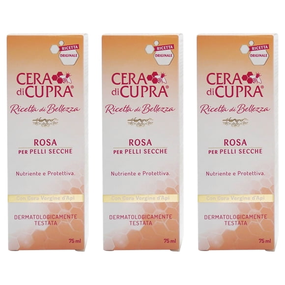 Crema CERA DI CUPRA Rosa para piel seca 75 ml, paquete de 3 tubos