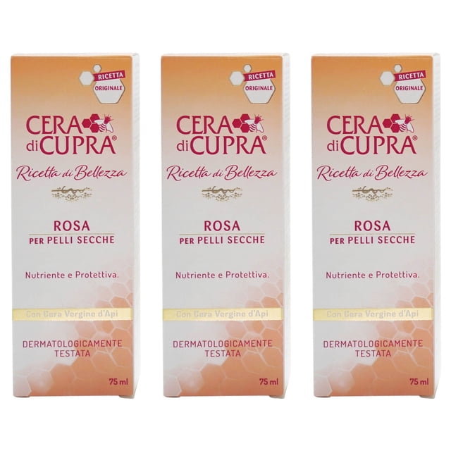 Crema CERA DI CUPRA Rosa para piel seca 75 ml, paquete de 3 tubos