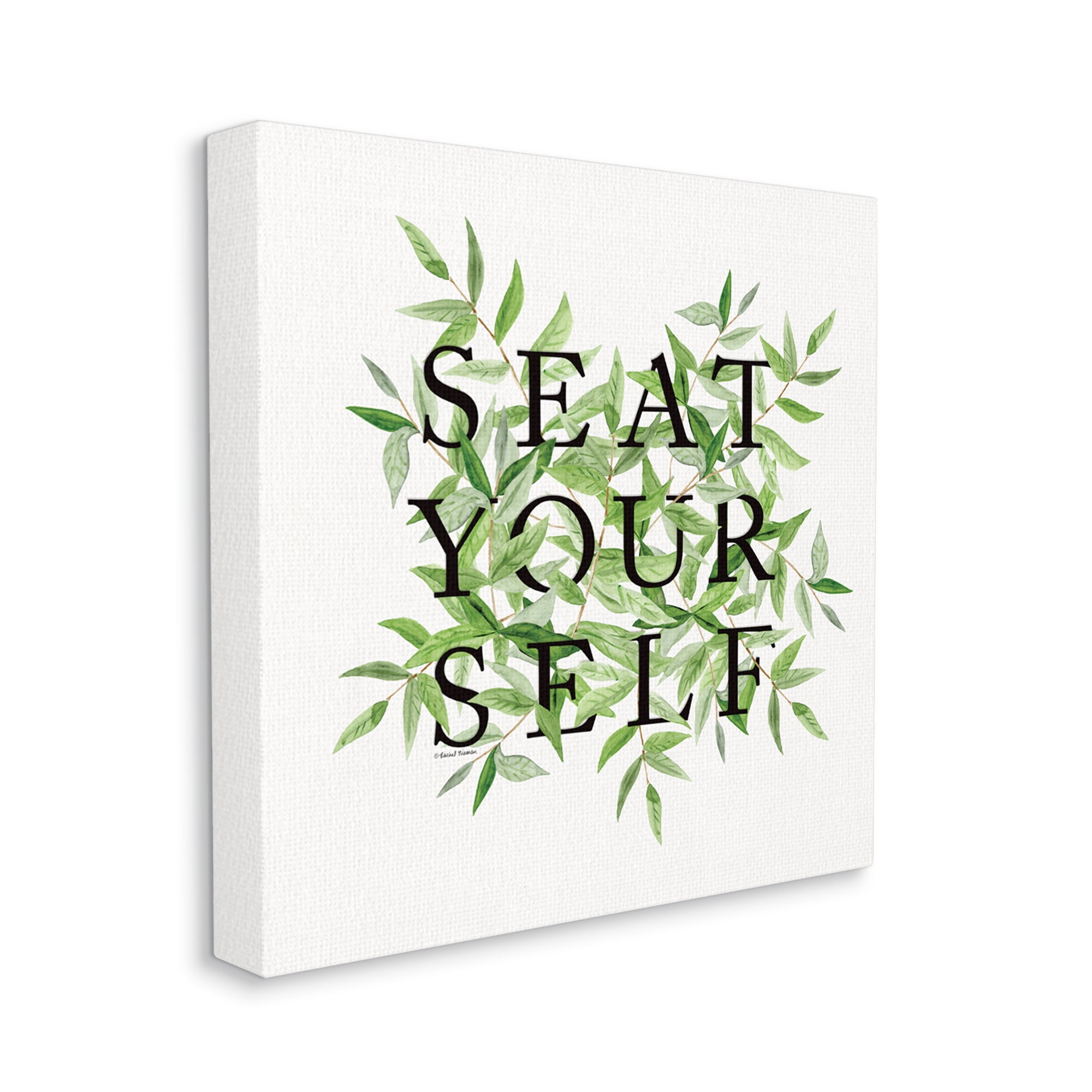 Stupell Seat Yourself Botanical Leaf Bathroom Typography Painting Gallery Wrapped Canvas Print Wall Art