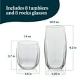 thumbnail image 3 of Libbey Samba Tumbler and Rocks Glasses Set of 16, All Purpose Everyday Drinking Glasses Set, Dishwasher Safe Kitchen Glassware Set for Holidays Events, 3 of 5