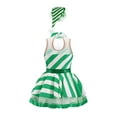 thumbnail image 2 of TTAO Kids Girls Sequins Striped Tutu Dance Dress Figure Skating Dress Christmas Party Candy Cane Clothes Green 10, 2 of 7
