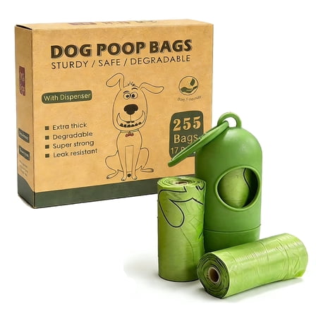 Poop Bags for Dogs, Leak-Proof & Extra Strong Waste Bags Rolls with Dispenser, Eco-Friendly Garbage Bags for Doggie Cat Pet, 255 Count