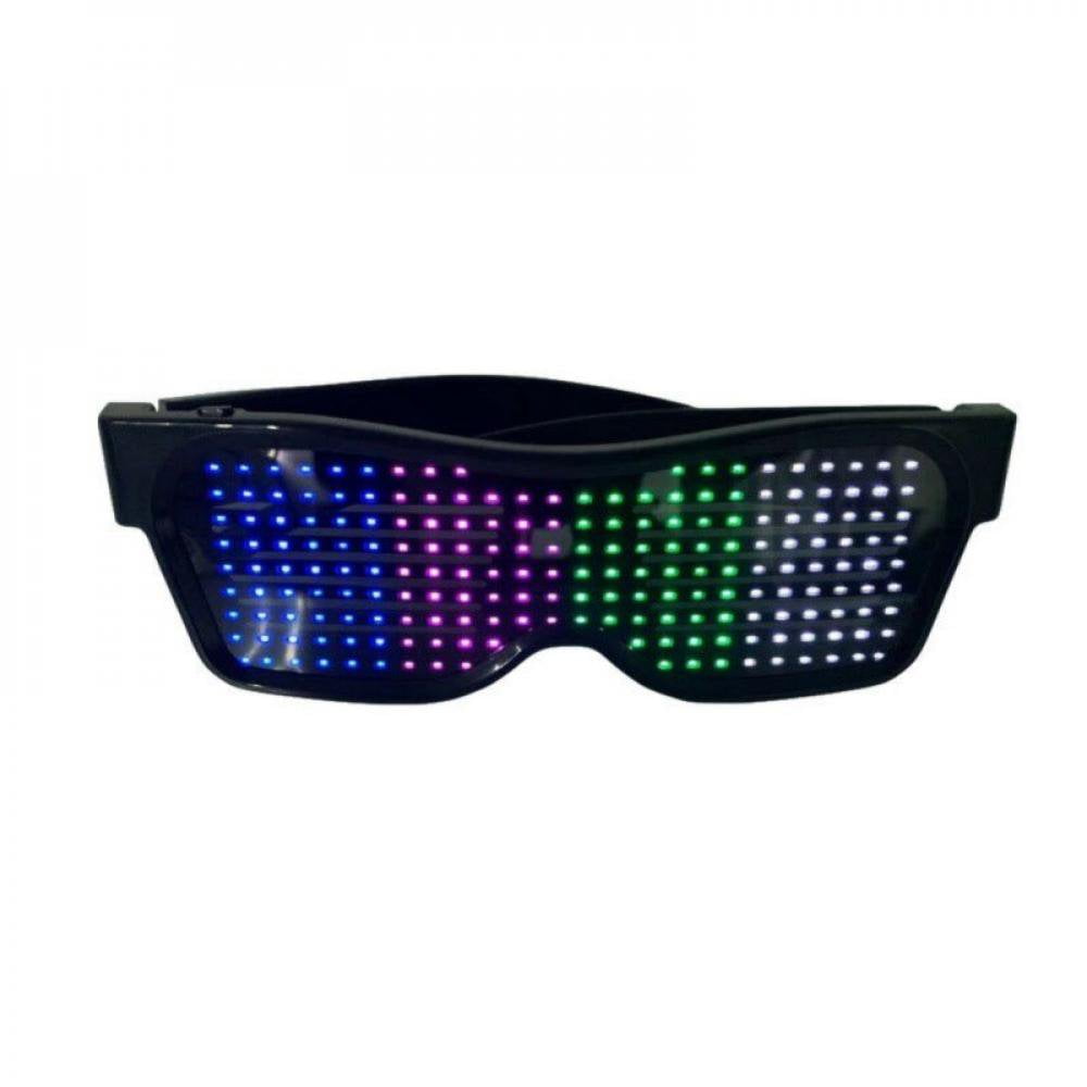 Fashional LED Glasses Bluetooth APP Connected LED Display Smart Glasses USB Rechargeable DIY Funky Eyeglasses for Party Club DJ Halloween Christmas Text Graffiti Animation Music Walmart