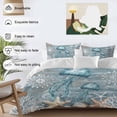 thumbnail image 4 of Blue Jellyfish Coastal Bedding 3 Piece Duvet Cover Set Twin Size, Summer Beach Nautical Starfish Coral Soft Microfiber Comforter Cover with Zipper Closure & Pillowcases, FadeResistant Quilt Cover, 4 of 9