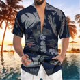 thumbnail image 3 of Camisas Oversize Hombre Camisas de para hombre, camisa hawaiana de manga corta con estampado de playa de ocio junto al mar, camisa holgada de playa de verano (Navy, XL), 3 of 4