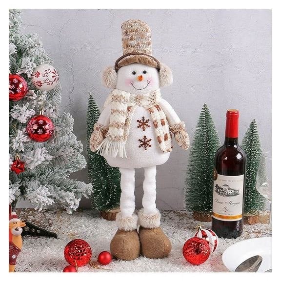 Zenithome Stretchable Snowman Knitted Doll Christmas Decoration for Home Window Display Festive Ornament Expandable Holiday Decor